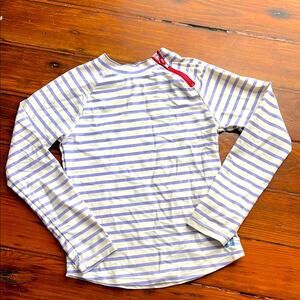 Cabana Life striped mock neck asymmetrical zip sun swim rashguard sz 12